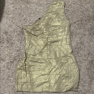 Express Gold One-Shoulder Dress